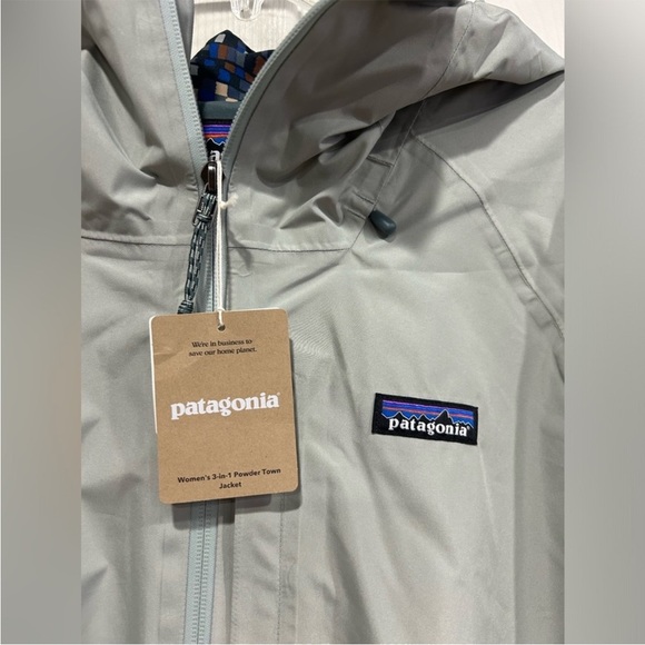 Patagonia Women's M Medium 3-in-1 Powder Town Jacket Ski Sleet Green Grey NWT - Picture 5 of 14